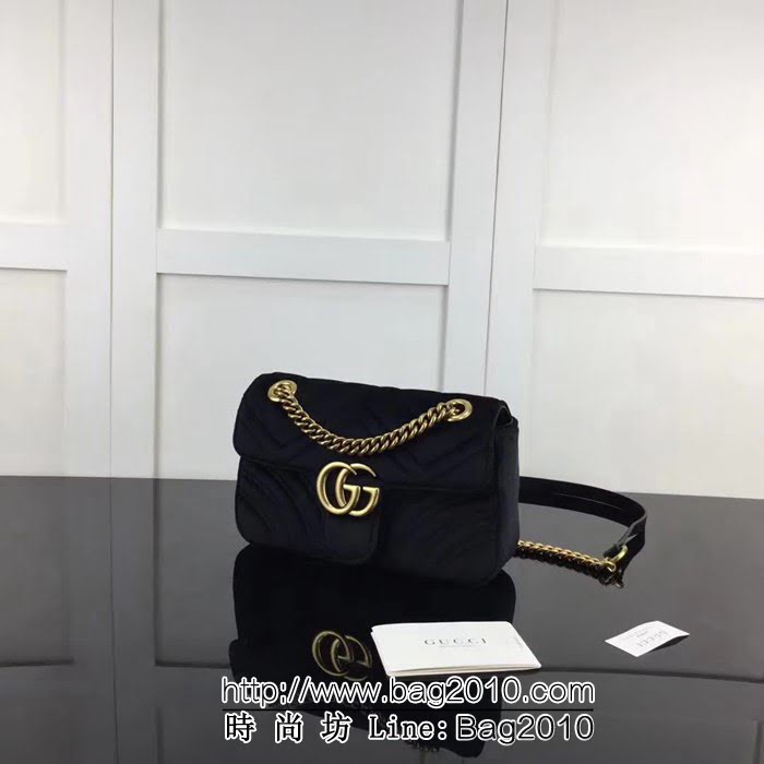 GUCCI古馳原單 新款專櫃品質原單貨實物實拍 446744絨布克色鏈條單肩斜挎包 HY1232